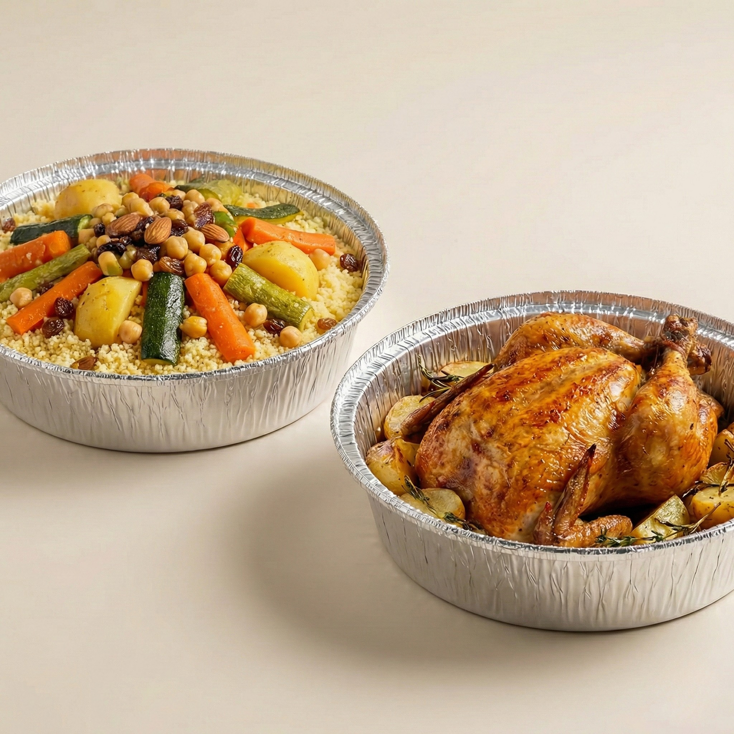 100 Barquette Aluminium Couscous et poulet