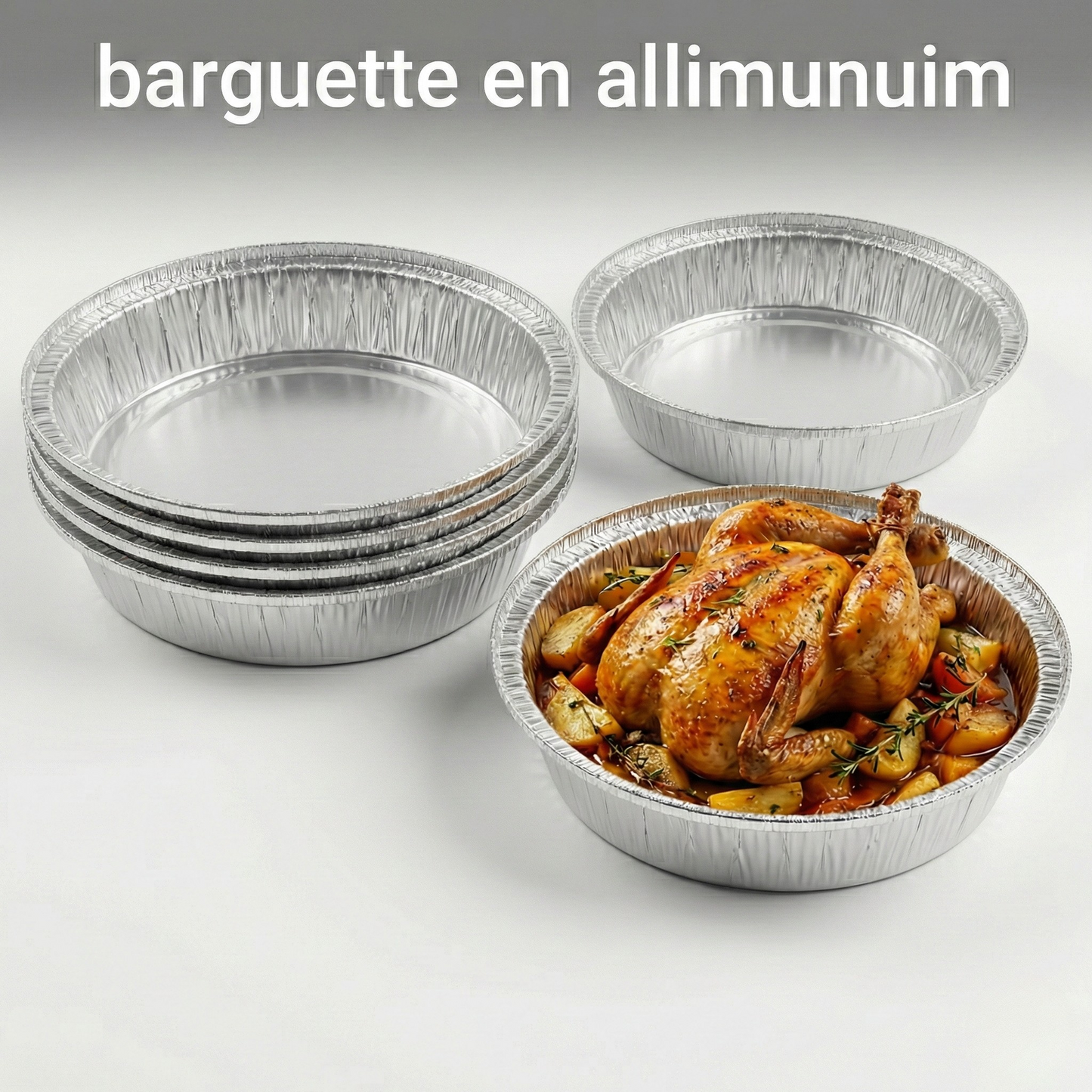 100 Barquette Aluminium Couscous et poulet